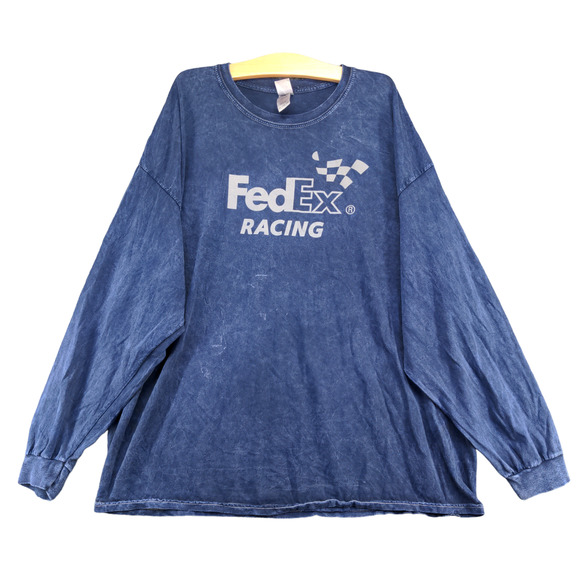 FedEx Racing Men's Pullover Long Sleeve Shirt Blue Size 3XL Graphic Logo - Picture 1 of 14